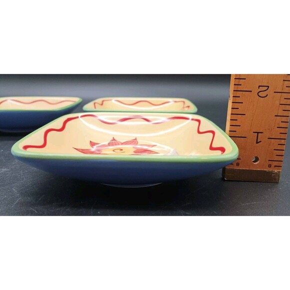 Pfaltzgraff Napoli Square Dipping Dish Bowl Set Of 4 Hand Painted Floral - Picture 4 of 4